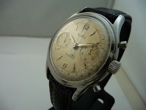 VETTA (WYLER) VINTAGE WATERPROOF ERMETIC STEEL CASE CHRONO! VALJOUX 23R - RARE
