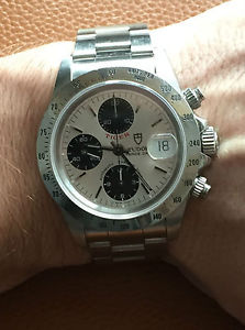 Vintage Tudor Panda Dial Tiger Chronograph 79280 Box Papers 41mm Champagne dial!