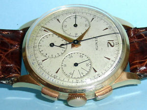ZENITH THREE CHRONOGRAPH COUNTERS 18K SOLID GOLD 38 MM CAL156 COLUMN WHEEL