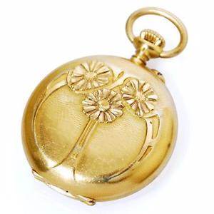 GENUINE ULYSSE NARDIN 18K SOLID GOLD PENDANT POCKET WATCH LOVELY FLORAL REPOUSSE