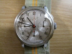 VINTAGE, BENRUS SKY CHIEF 3 REG. CHRONOGRAPH WRISTWATCH, ST/STL.