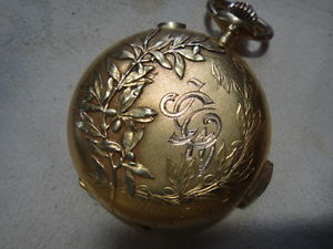 Lomogo, 18K hunting minute-repeating chronograph pocket watch, elaborate case