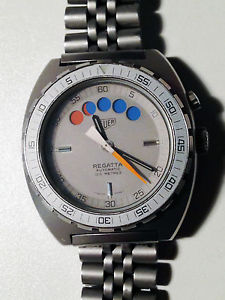 Vintage Heuer Regatta grey PVD Autavia Case Watch Uhr, Lemania 1345 Ref. 134.603