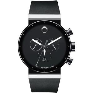 MOVADO MEN'S 42MM BLACK RUBBER BAND STEEL CASE QUARTZ WATCH 0606501