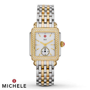 AUTH  MICHELE Women's MW06V01C5025 Deco 16 Two Tone Watch & MS16DM285048 TT Band