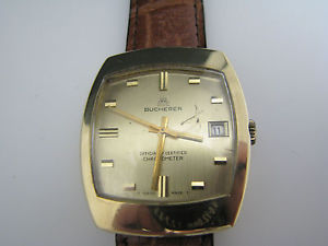 Vintage - 1970's Men's Bucherer Chronometer Watch with Date in 18k Gold