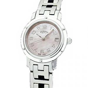 Pre-Owned HERMES Clipper All SS Pale Pink Dial Women's Wristwatch CL4.210, MR