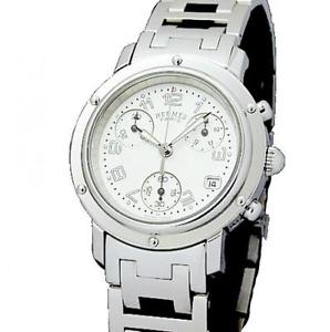 Pre-Owned HERMES Clipper Chrono All SS White Dial Women's Wristwatch CL1.310,MR