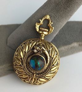 Ladies 18K Serpent and Boulder Opal Art Nouveau Lapel Watch - Swiss
