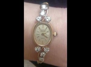 GENEVE 14K SOLID GOLD REAL DIAMONDS LADIES WATCH QUARTZ $1900