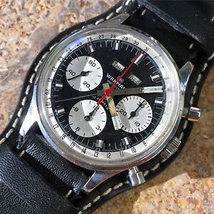 Vintage Wakmann Incabloc Steel Chronograph Triple Date 71.1309.70 Valjoux 730