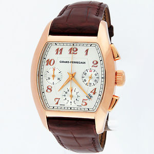 Girard Perregaux 18K Rose Gold Richeville Chronograph Watch Ref 2765 37x50mm
