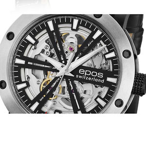 SWISS Epos Automatic Men Luxury Stainless Steel Leather Wrist Watch Gift