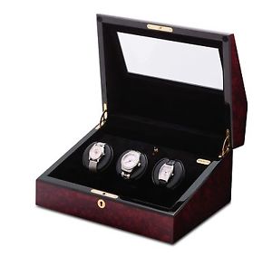 ORBITA Watch Winder Siena 3 Burlwood W13023 Rotorwind w/ Lithium Batteries