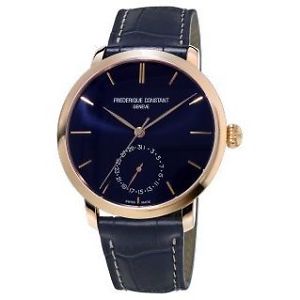 Frederique Constant Slimline Navy Dial Navy Leather Mens Watch FC-710N4S4
