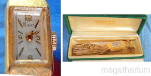 Vint Custom Wrist Watch: WILLIAM RUSER Hollywood CA Designer; 14K Gold Womans