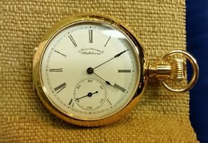 SOLID 14K GOLD, VERY RARE, CLEANEST POCKET WATCH  AMERICAN WALTHAM MUSEUM