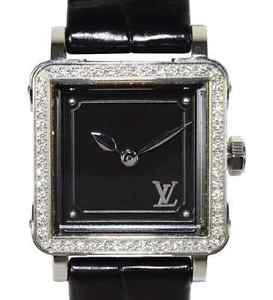 Louis Vuitton PM Diamond Diamonds Bezel Watch Q3M01 Alligator Crocodile leather