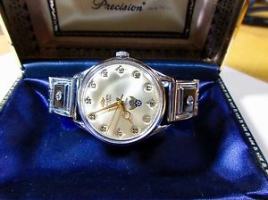 Vintage GRUEN AFA AIR FLIGHT Stem Wind  Stainless Steel Wrist Watch Box  MINTY!