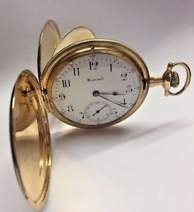 Antique E HOWARD Boston 585/14K GOLD Hunter Pocket Watch 19 Jewels M1055821 Work