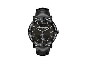 Montegrappa Nero Uno Ladies Quartz watch, Black PVD, Diamonds, 36mm, 5 atm