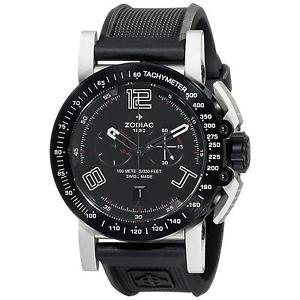 ZODIAC MEN'S 47MM BLACK RUBBER BAND STEEL CASE SWISS QUARTZ WATCH ZO8552