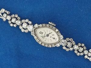 VINTAGE LADIES 14KT. WHITE GOLD DIAMOND 1.50CTS HAMILTON WATCH