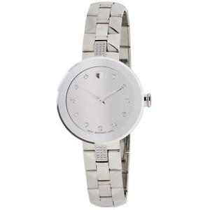 Movado SAPPHIRE Women's 29mm Silver Steel Bracelet & Case Quartz Watch 606815
