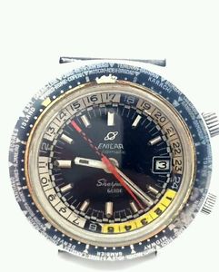 Vintage 1967 Enicar Sherpa GMT Worldtimer EPSA Diver, Short Lug, Ghost bezel,
