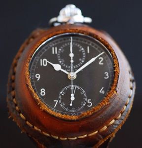 Vintage Hamilton Model 23 Military WWII Pocket Watch Leather Wrist Conversion