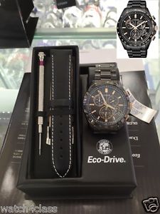 Citizen BY0135-57E Eco-Drive Chronograph Radio S/STEEL+leather band GIFT Set JPN