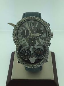 Voila Figure 8 Model Swiss Stainless Steel Triple Timer 5 ct Diamond Men's Watch