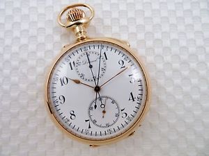 ANTIQUE DECIMAL 14K SOLID GOLD SPLIT SECONDS CHRONOGRAPH