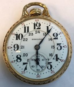Auth 1941 Hamilton 950 23j Railroad Pocket Watch in solid 14k Gold Sangamo case
