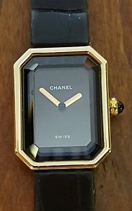 CHANEL 18K Y/G Watch, Premiere Watch, Baguette Shaped, Authentic Chanel, ES45140
