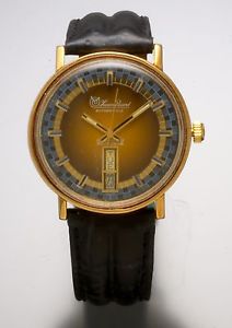 Vintage Dress 14K Gold Lucien Piccard Watch Day Date 17 Jewels Automatic CA1960s