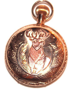Antique 14K Solid Gold Waltham Mens Hunter Pocket Watch-Stag-17 Jwls-158 Grams