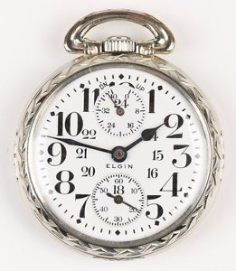 16 Size 21 Jewel Elgin Father Time Up Down Wind Indicator Railroad Pocket Watch