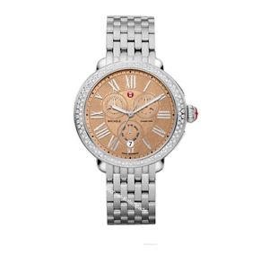 $2000 NWT MICHELE SEREIN DIAMOND , METALLIC ROSE GOLD DIAL WATCH  MW21A01A1069