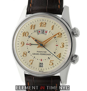 Girard Perregaux Traveller GMT Alarm Stainless Steel 38mm Ivory Dial 4940