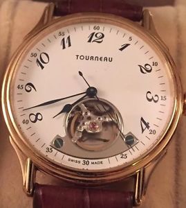 Tourneau 18kt rose Gold Automatic Swiss Made Men's Watch Skeleton Open Heart