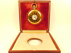 Antique 18KT GOLD POCKET WATCH with ORIGINAL LEATHER TRAVEL CASE