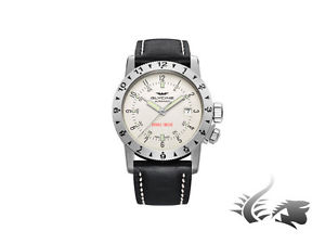 Glycine Airman Double Twelve Automatic Watch, White, GL 224, Black Leather Strap
