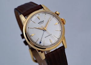 VINTAGE VULCAIN CRICKET 18K GOLD RARE MANUAL-WIND NOS ALARM WATCH FROM 1950'S!!!