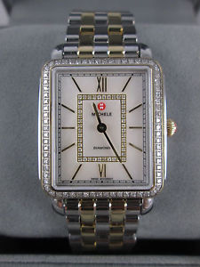 Michele Deco II Two Tone Gold Silver Diamond MOP Watch MW06X01C5963 Refurbished