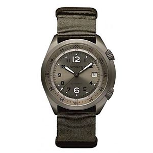 Hamilton H80405865 Mens Green Dial Analog Automatic Watch with Canvas Strap