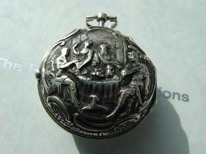 Antique English Repousse Verge Pocket Watch  circa 1780