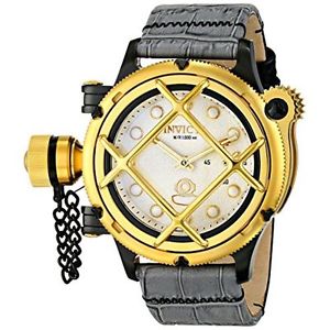 Invicta 16357 Mens Silver Dial Analog Mechanical Watch with Leather Strap