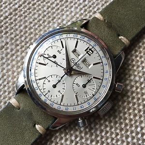Vintage Gallet Steel Triple Date Chronograph 998 Valjoux 723 Manual Wind Watch