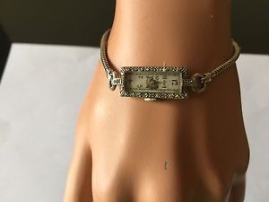 Women Ladies VTG Antique Elgin Diamond Platinum Iridium 12K Gold Wrist Watch USA